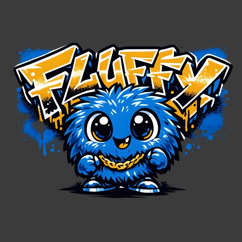 Fluffy Graffiti Blaues Maskottchen