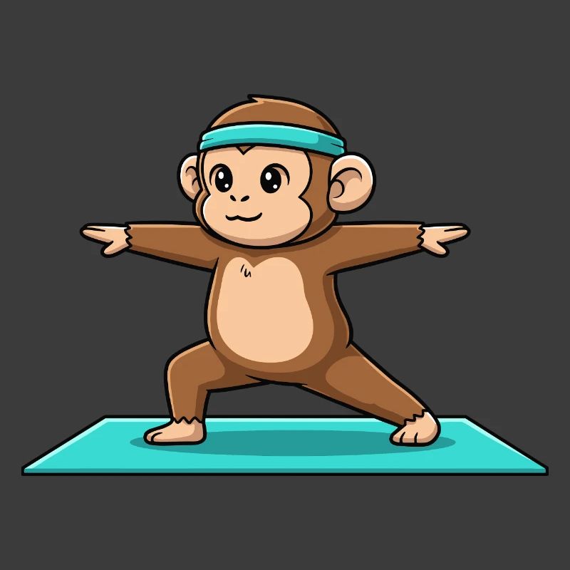 Yoga Monkey Ape Doing Warrior Pose