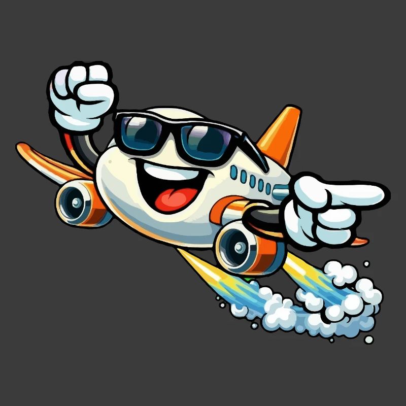 Fröhliches Flugzeug mit Sonnenbrille