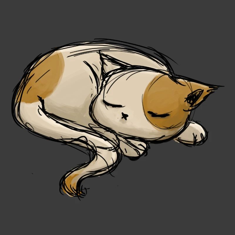 Sleeping cat stroke drawing