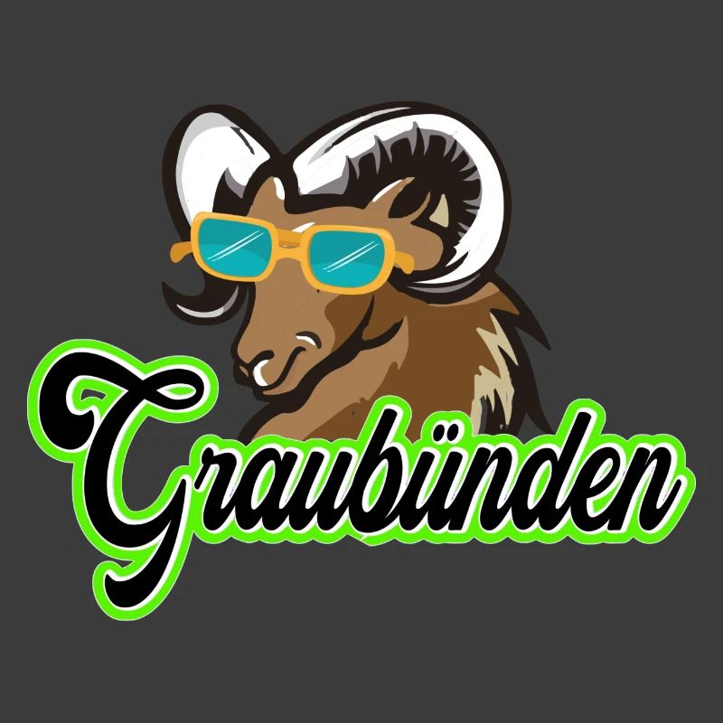 Graubünden Steinbock mit Sonnenbrille