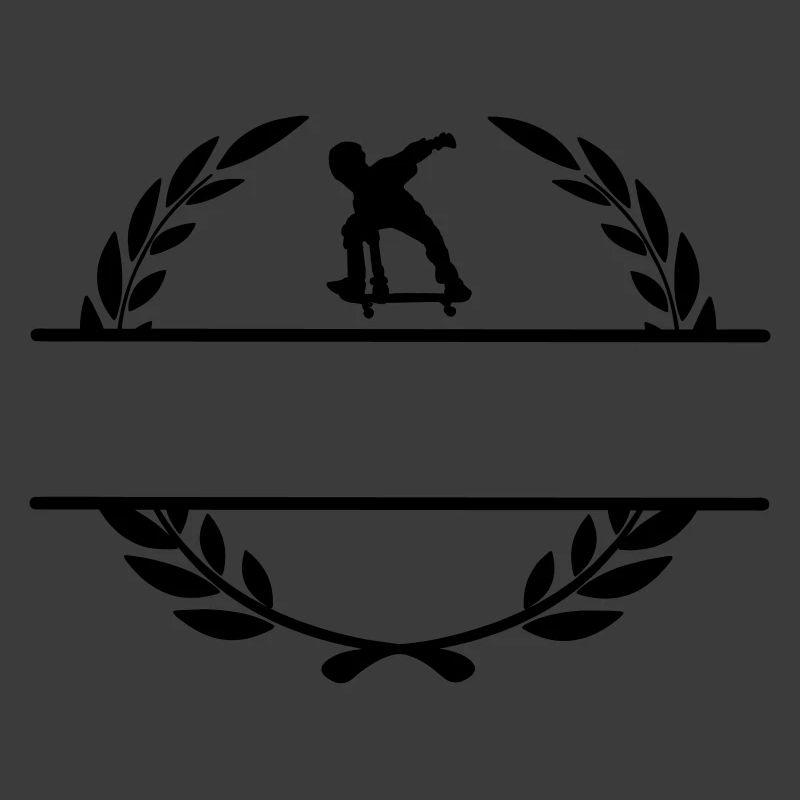Skateborder monogram in laurel wreath
