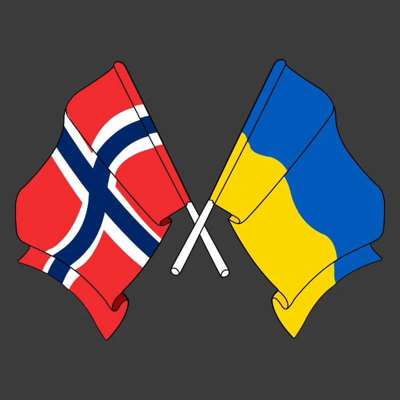 Drapeau de la Norvège, drapeau de l’Ukraine