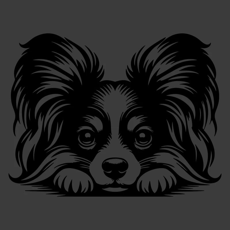 Papillon Head with Paws