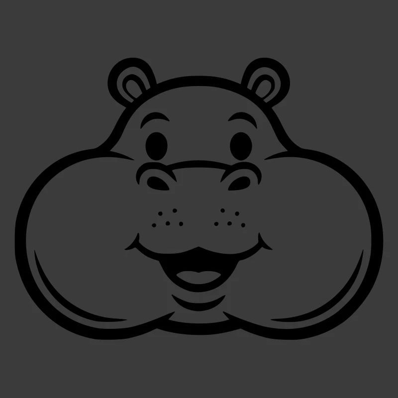 Laughing Hippo Head Face Comic Vector