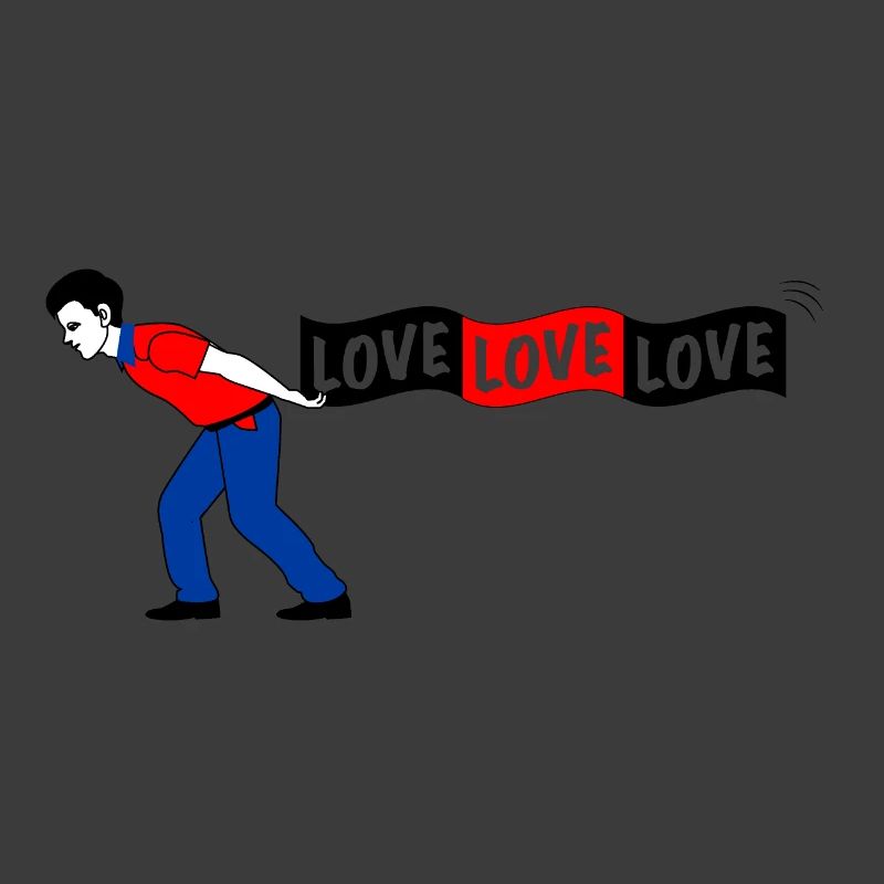 Mann zieht LOVE Banner