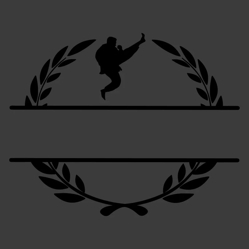 Karate oder Taekwondo gesprungener Schaufel Lorbeerkranz