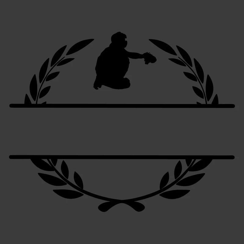 Catcher-Baseballspieler im Lorbeerkranz-Monogramm