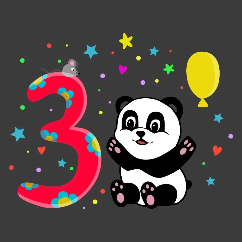 Third Birthday 3rd Year Old Panda Cute Gift