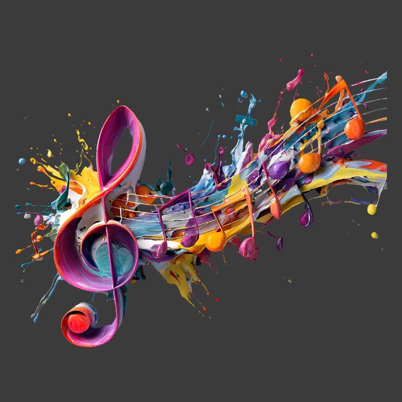 Coloured notes with clef