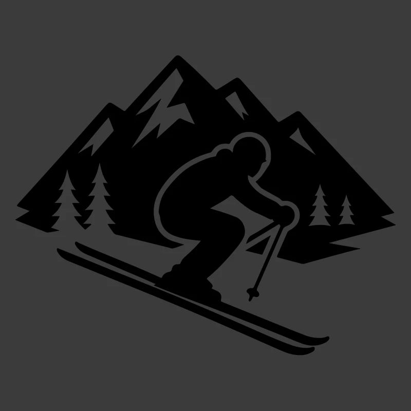 Ski Silhouette Berge Piste
