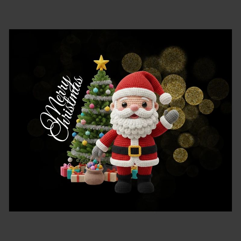 Gestrickter Santa mit Weihnachtsbaum
