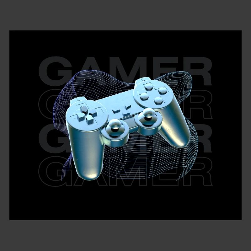 Neonblauer Controller 3D