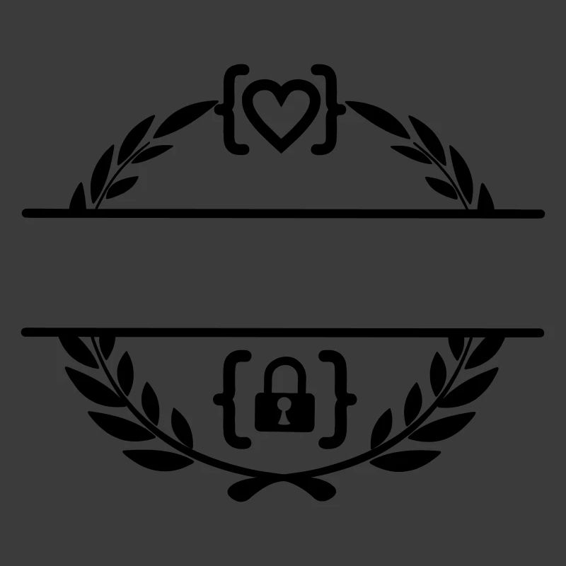 Code with heart and code with lock in laurel wreath m