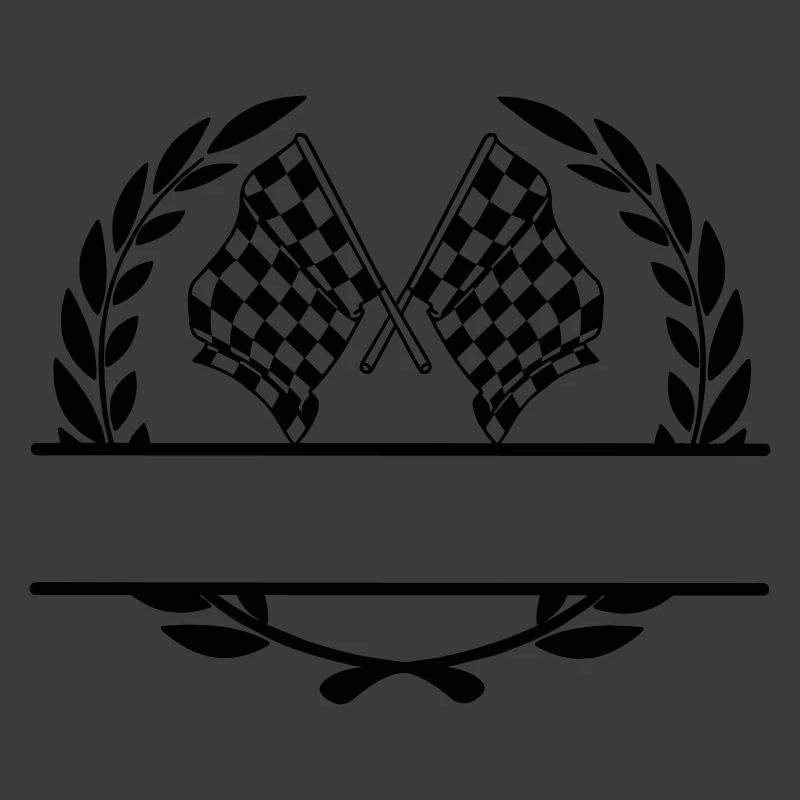 Drapeau de course dans une couronne de laurier