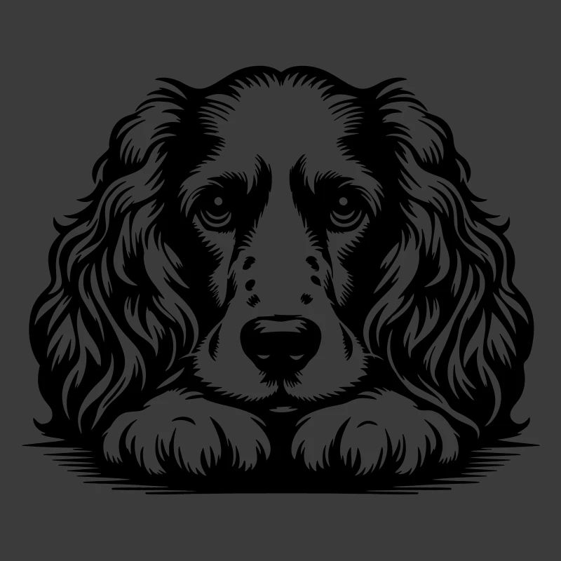 Cocker Spaniel Head with Paws