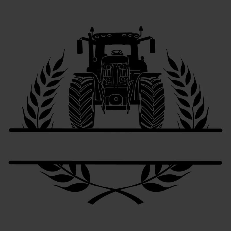 Traktor-Frontansicht im Lorbeerkranz