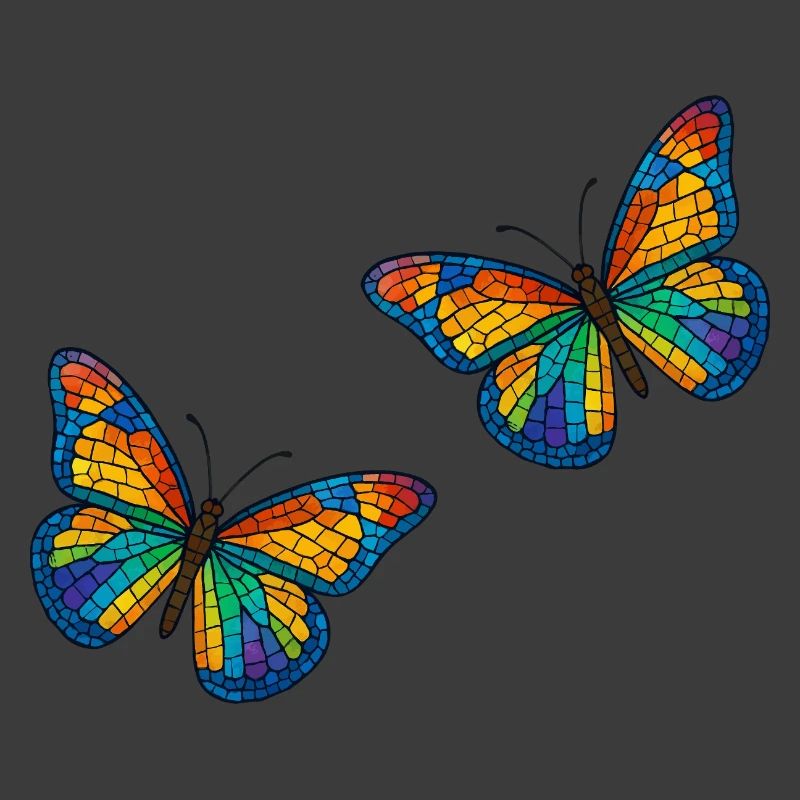 Bunte Mosaikschmetterlinge Design