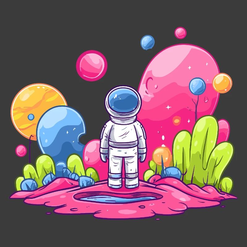 Astronaute dans l’espace rose