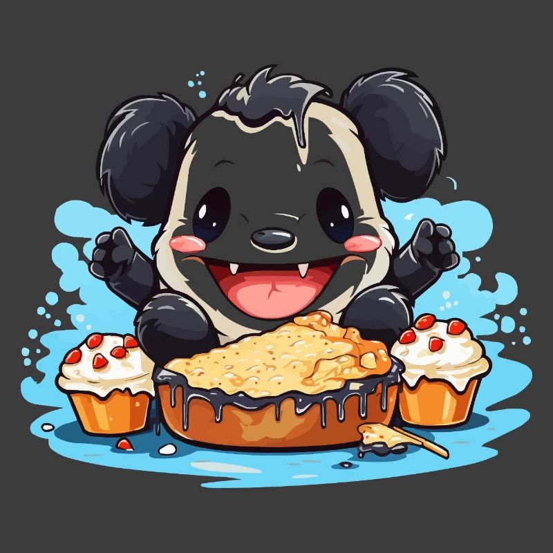 Kawaii Panda with Cake Feast