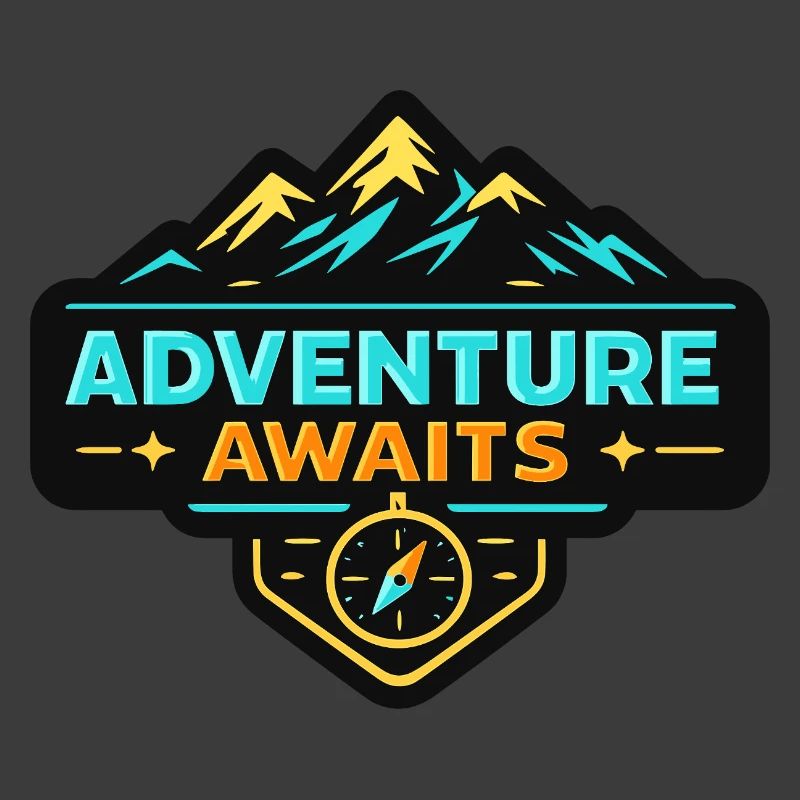 Adventure Awaits Mountain Landscape Compass