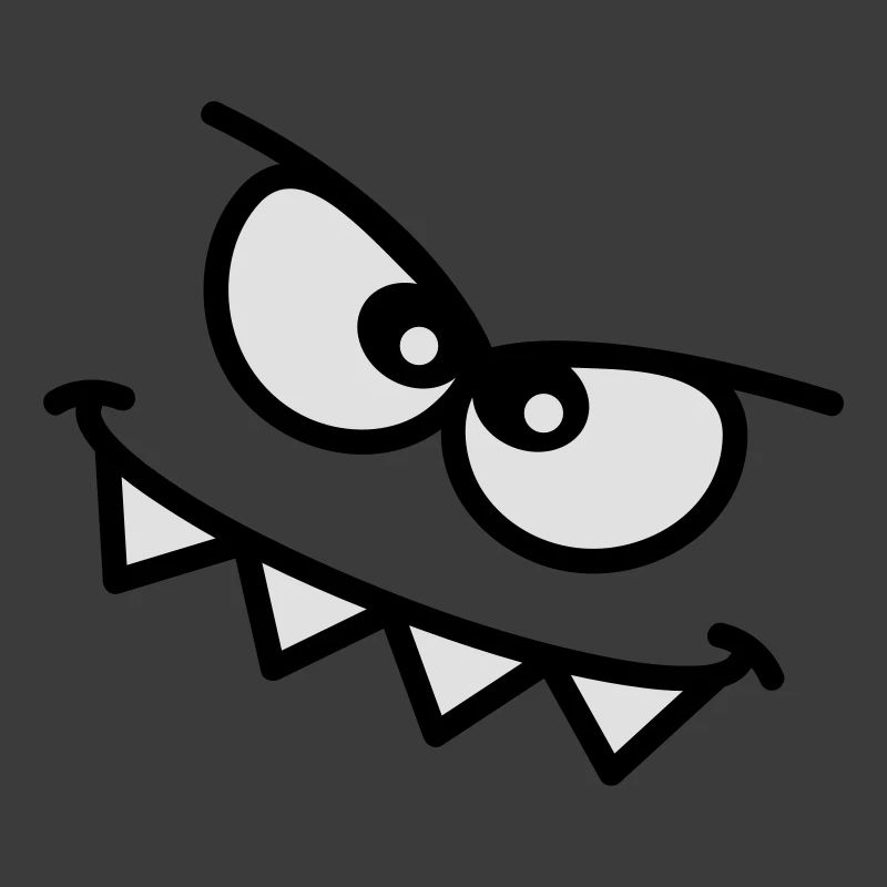 Evil Peeping Cartoon Monster Face Sharp Teeth