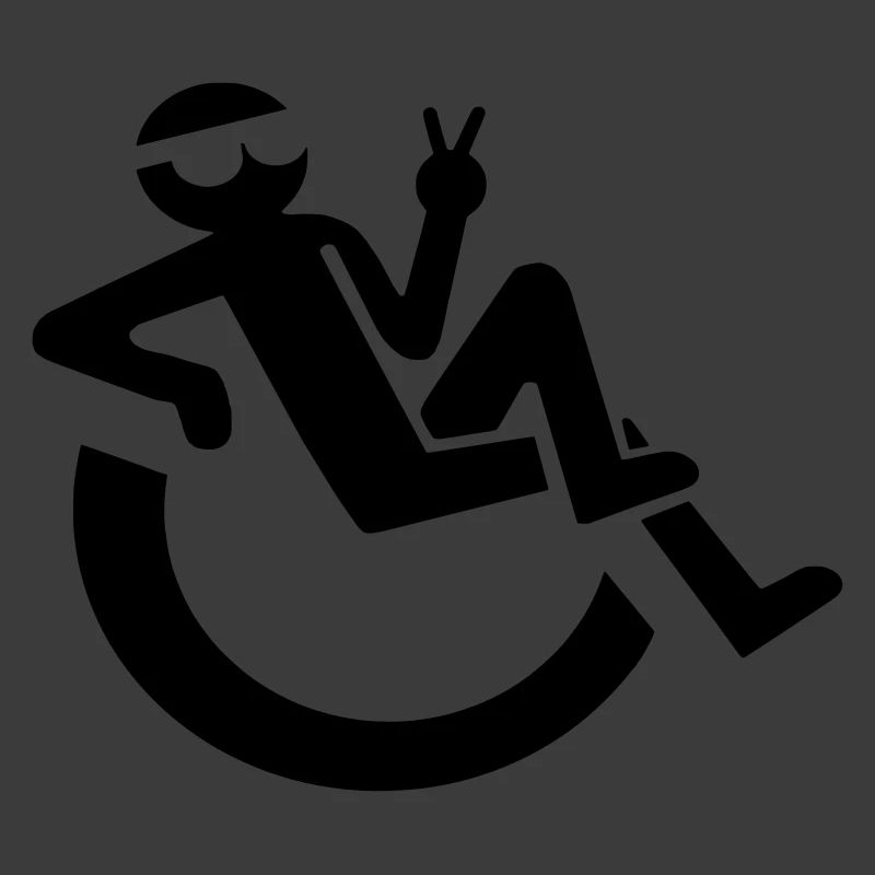 Entspannt fröhlich Rollstuhlfahrer Symbol *