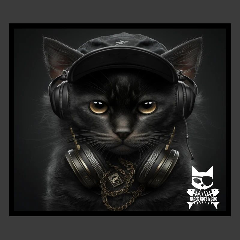 Katzen DJ mit Kopfhörern
