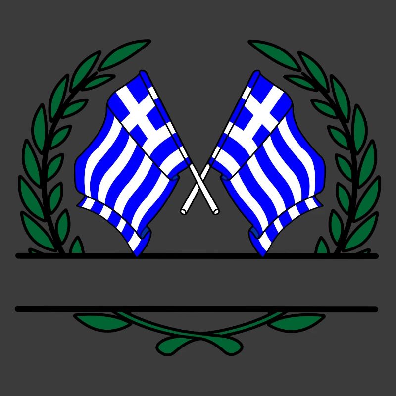Flags Greece laurel wreath banner