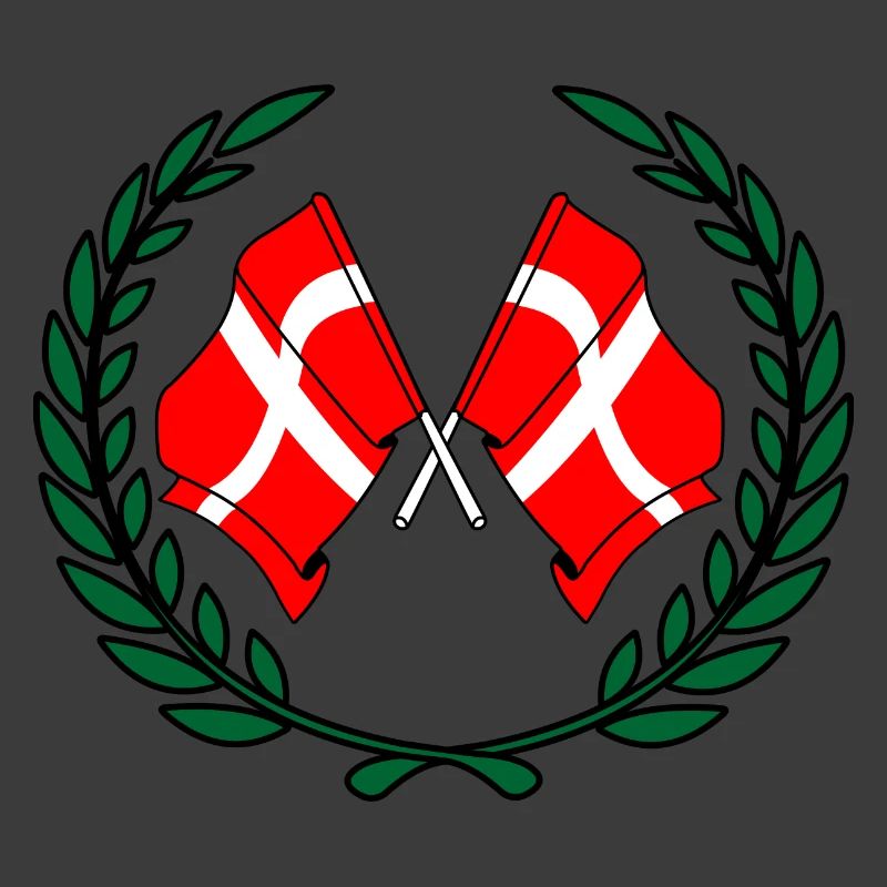 Drapeaux du Danemark en couronne de laurier