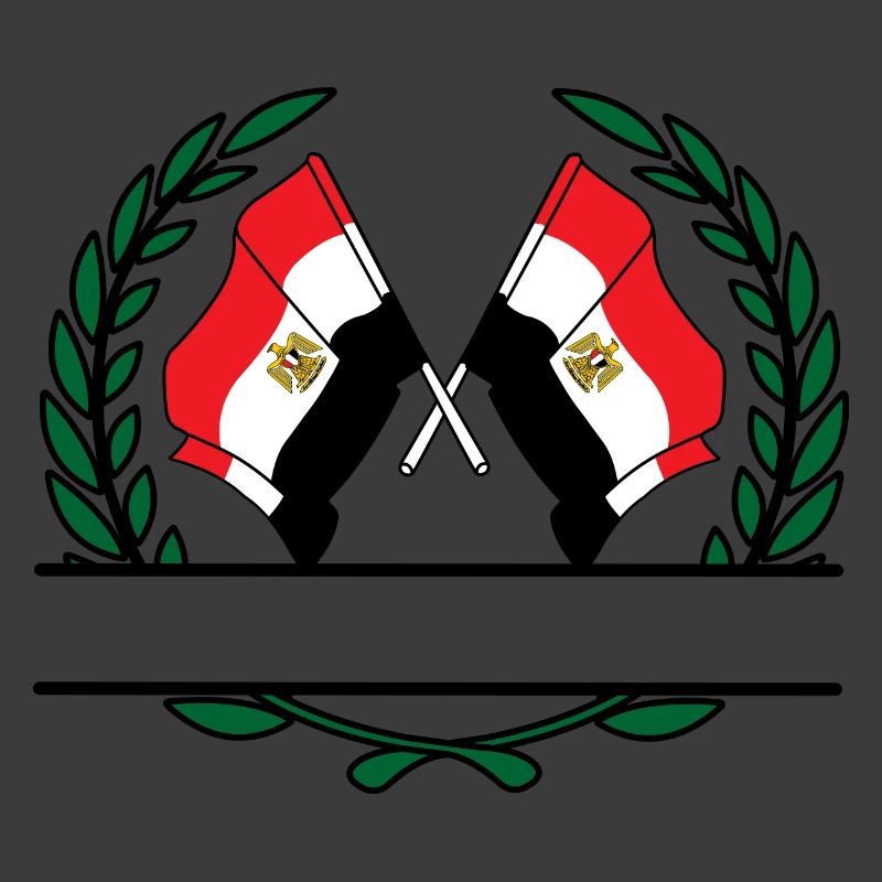 Drapeaux Égypte couronne de laurier bannière