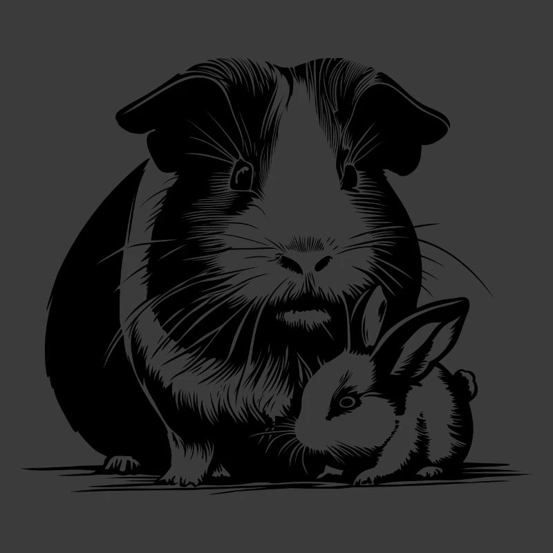 Meerschweinchen mit Stofftier Hase