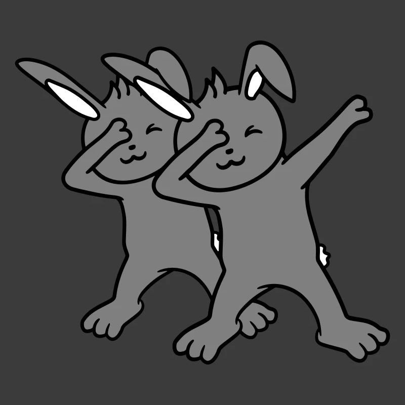 2 Bunnies Dabbing Dab Dance Pose Dancing Friends Team