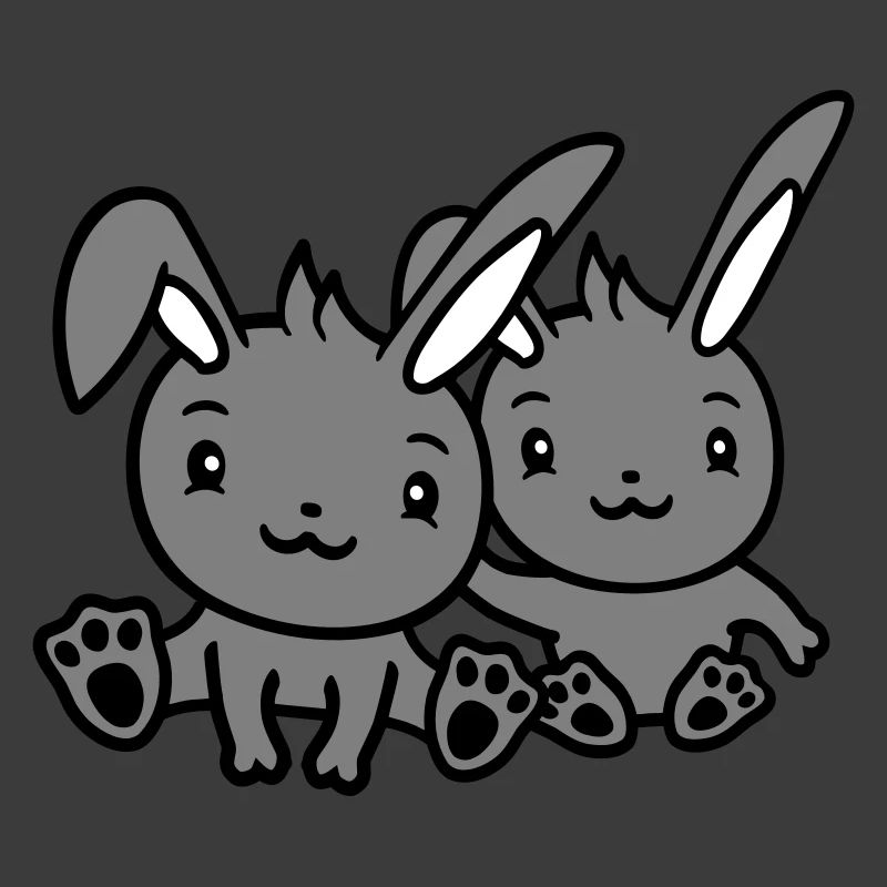 2 Lapins Amis Équipe Équipage Couple Deux Chanceux