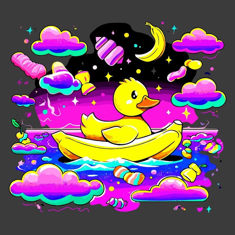 Bunte Quietscheente im Regenbogenboot