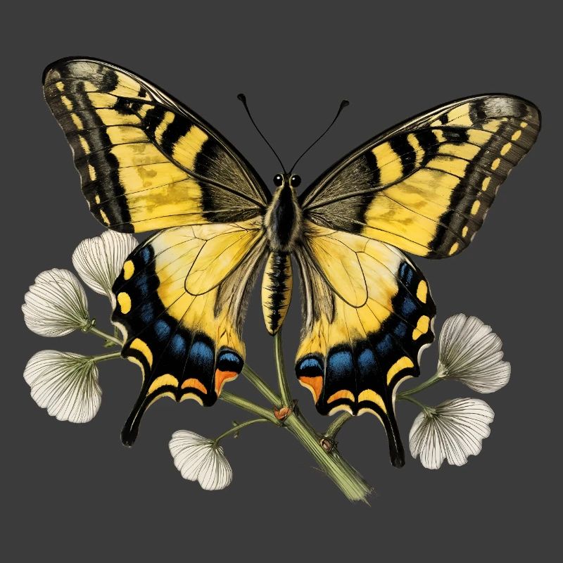 Papillon Machaon - gravure dessin