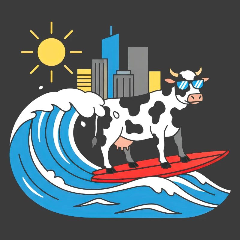 Surfende Kuh am City-Wave