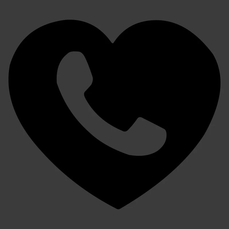 Herz oder Herz mit Telefon ausgeschnittenen Schatten