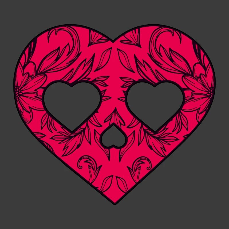 Blumenrotes Totenkopfherz