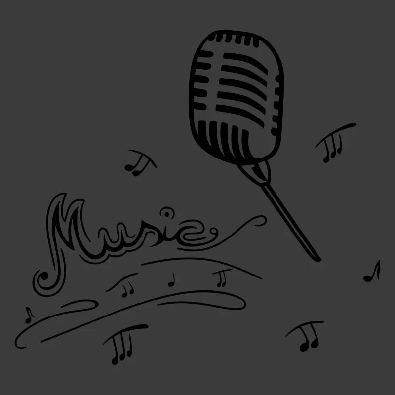 Retro microphone with music notes