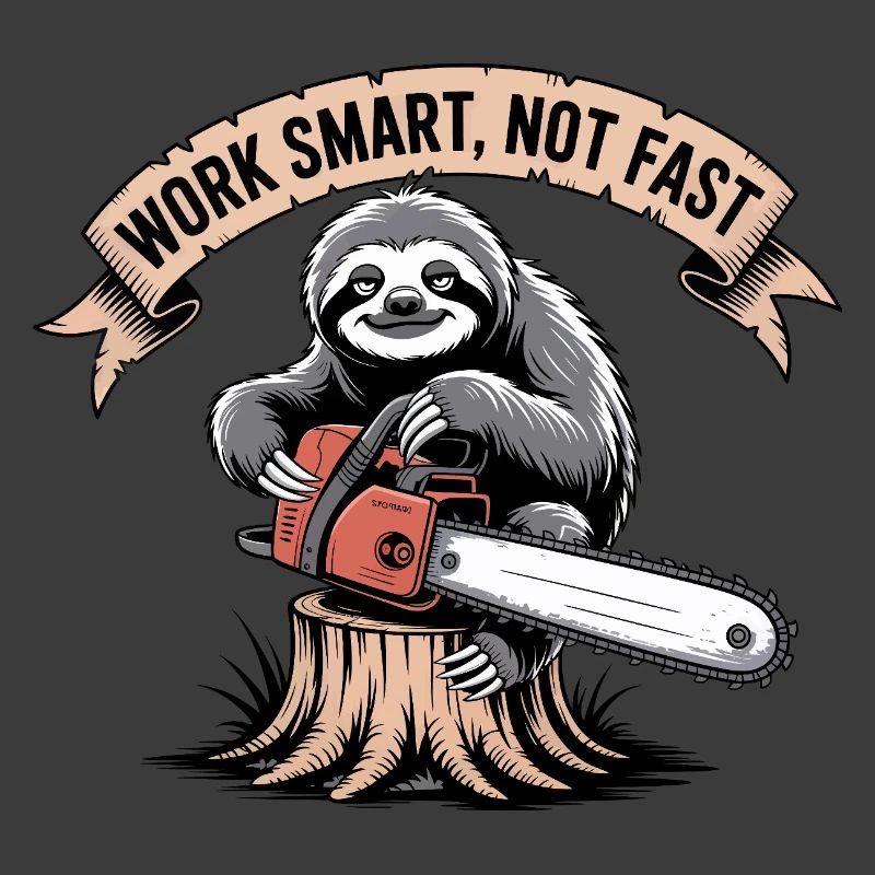 Work Smart Not Fast Sloth Chainsaw