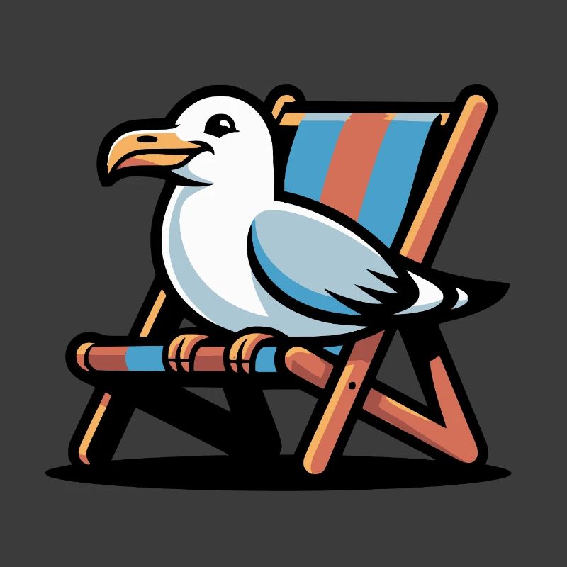 Möwe auf Strandliege
