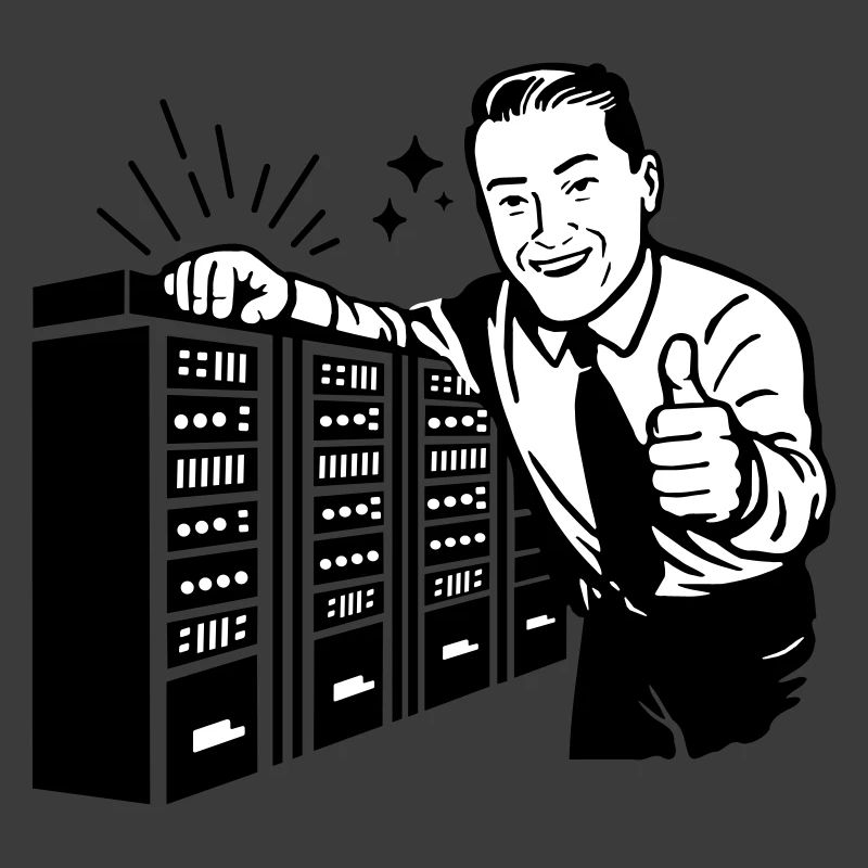 Retro IT-Admin lächelt – Vintage Tech Support