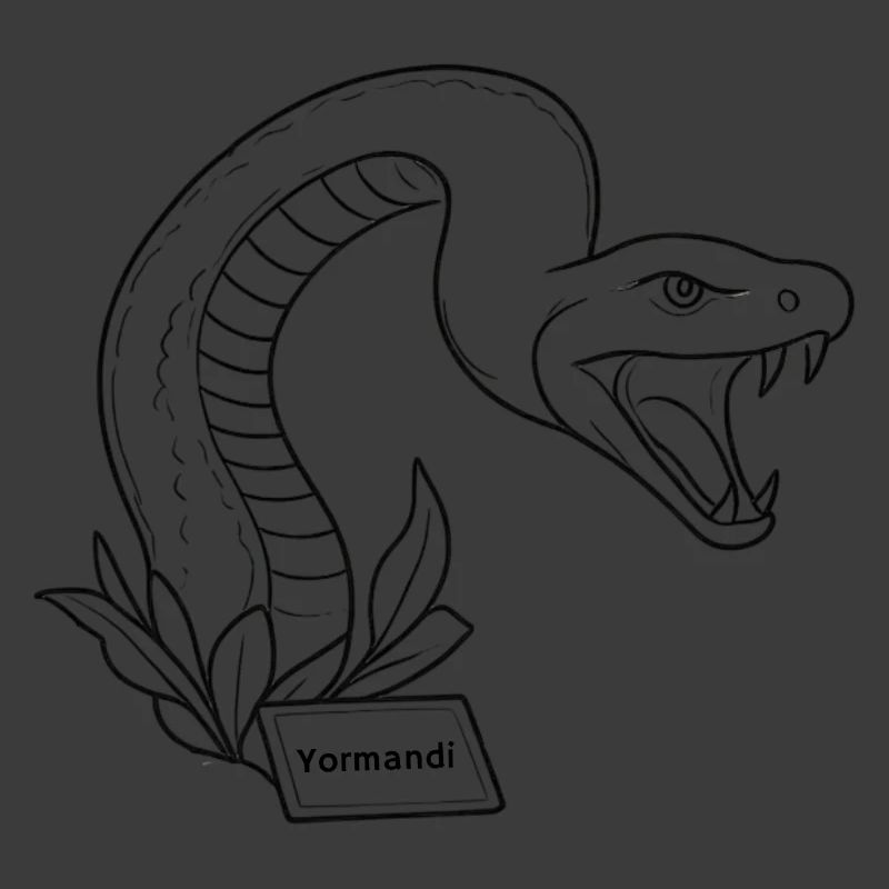 Cobra-Wappen-Linienkunst mit Laub