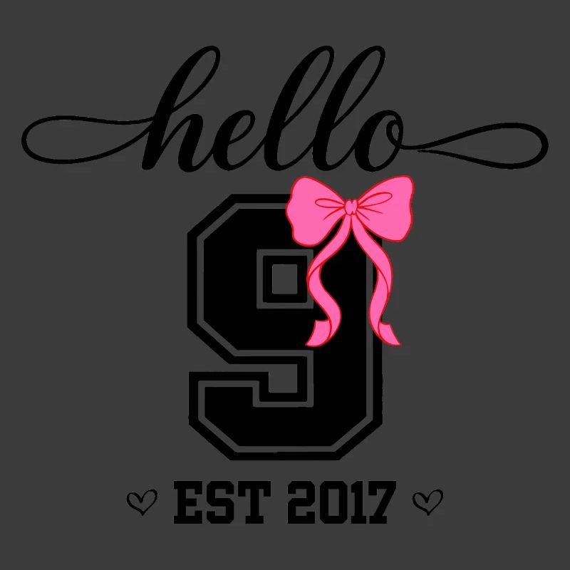 Hello 9 Est 2017 Mädchen Geburtstag Design