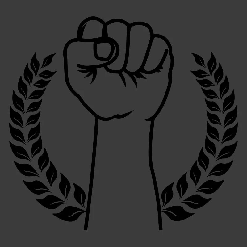 Fist held up in laurel wreath