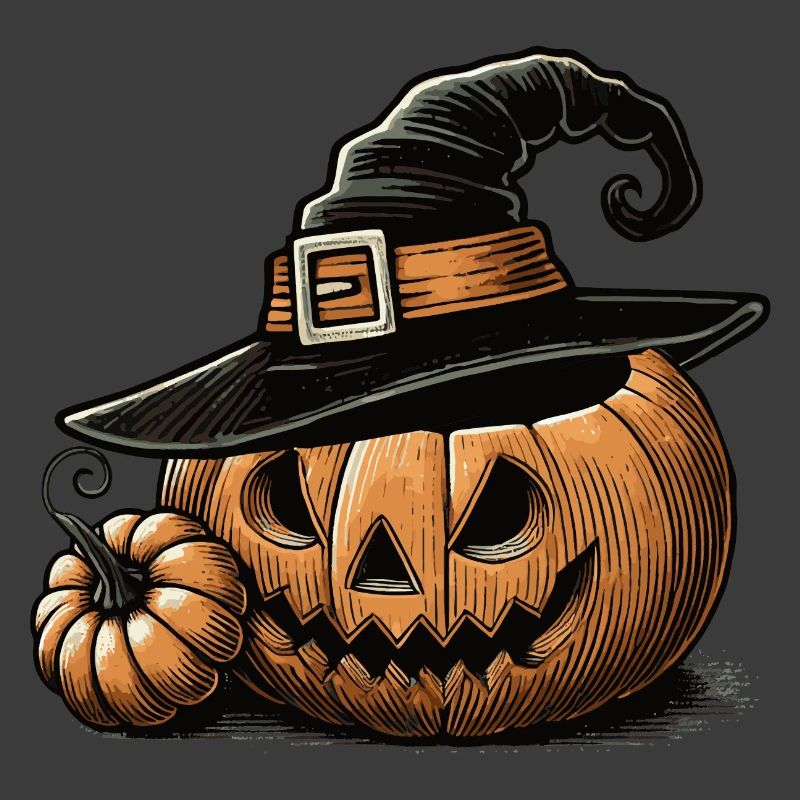 Halloween pumpkin with witch hat: The perfect horror