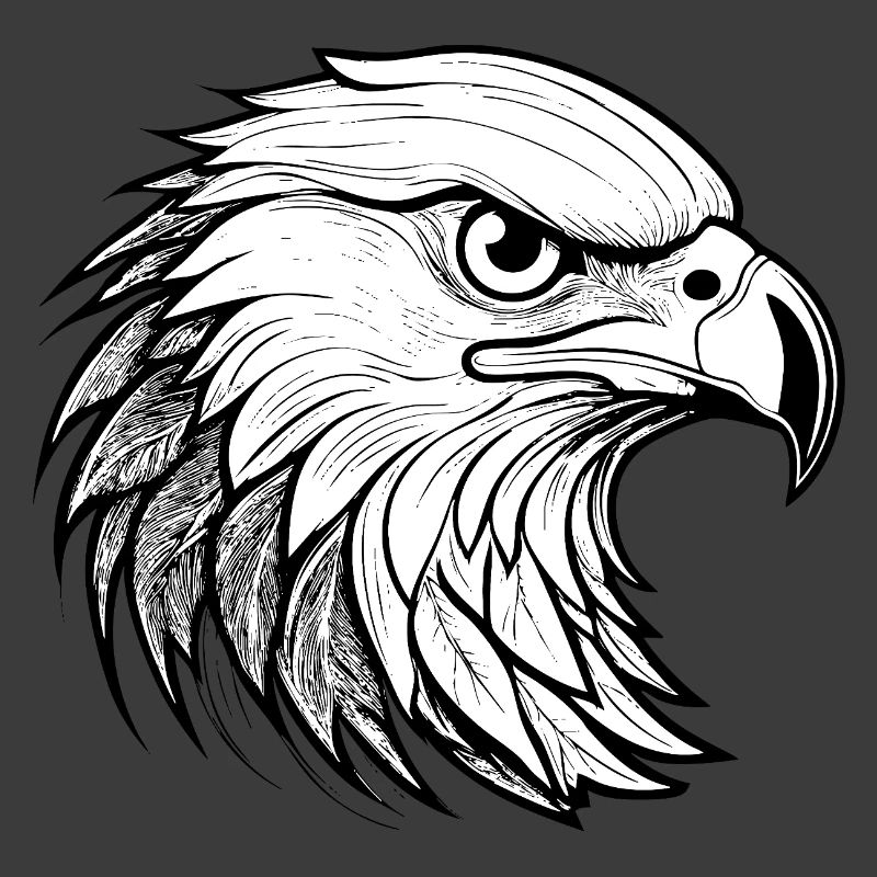Graphic eagle head in black and white design