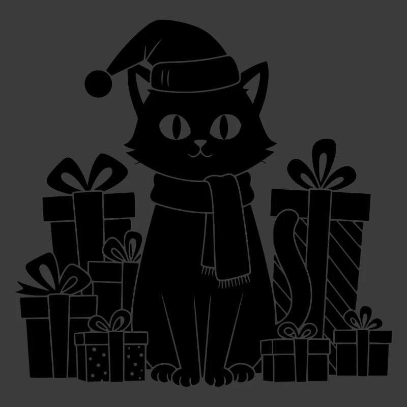 Weihnachtskatze zwischen Geschenken