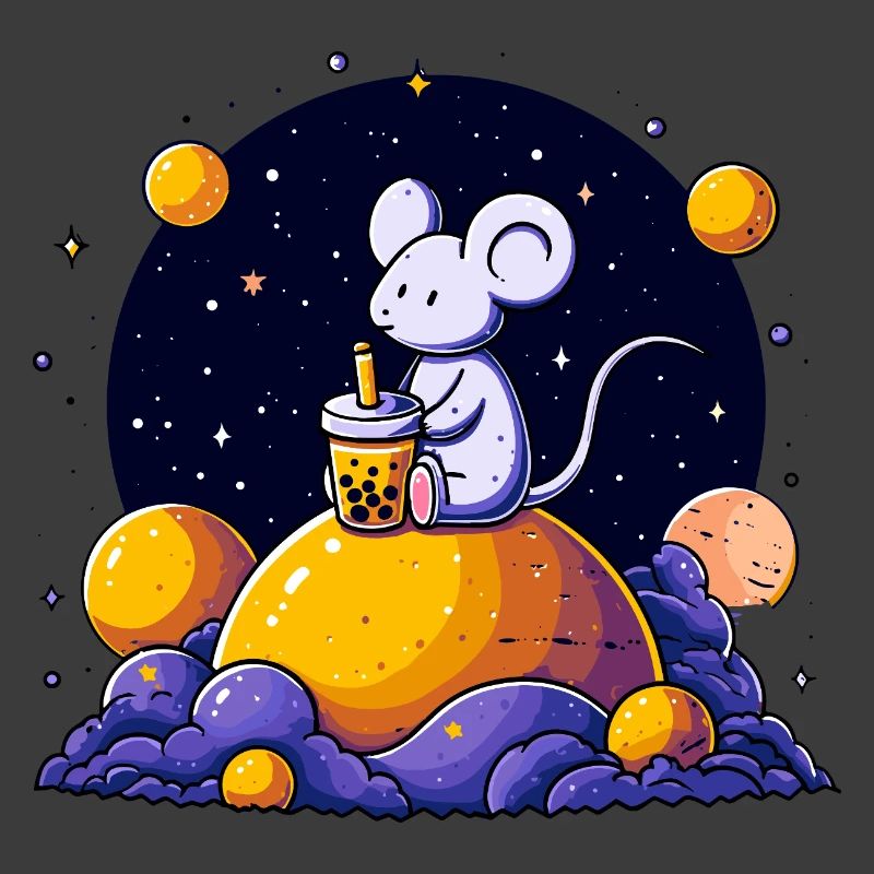 Space Mouse avec du bubble tea